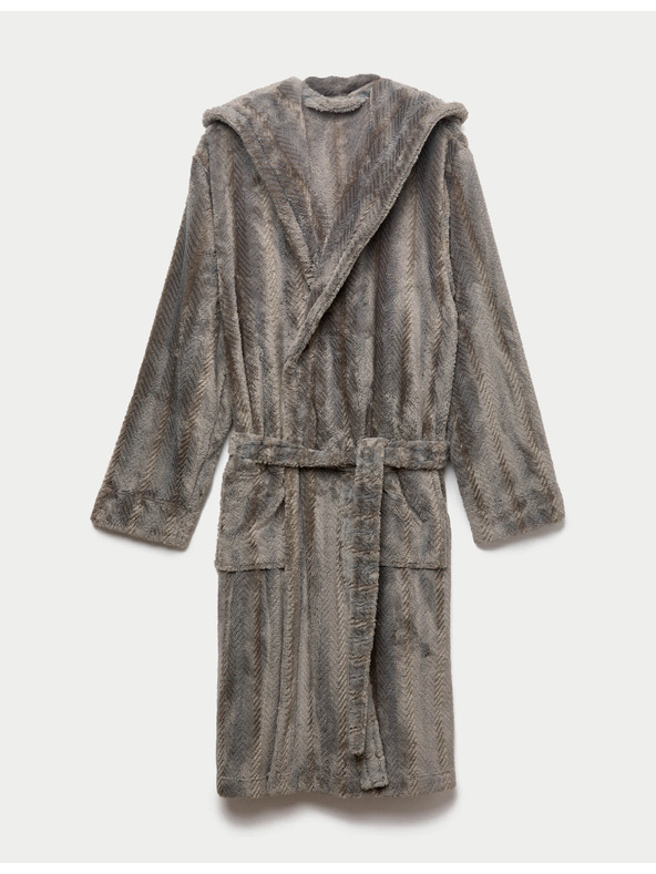 Marks & Spencer Mimořádně měkký flísový župan s motivem rybí kosti Marks & Spencer hnědá