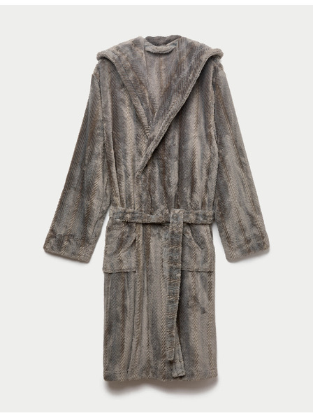 Marks & Spencer Mimořádně měkký flísový župan s motivem rybí kosti Marks & Spencer hnědá