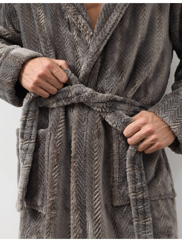 Marks & Spencer Mimořádně měkký flísový župan s motivem rybí kosti Marks & Spencer hnědá