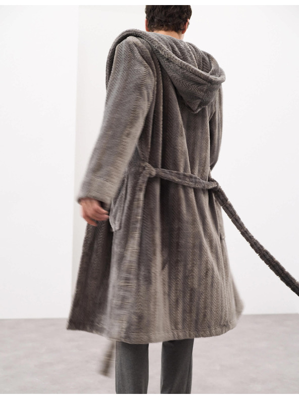 Marks & Spencer Mimořádně měkký flísový župan s motivem rybí kosti Marks & Spencer hnědá