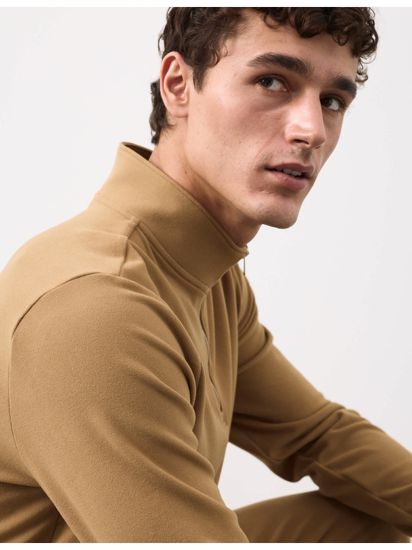 Marks & Spencer Luxusní fleecový top na doma s polovičními zipy Marks & Spencer hnědá