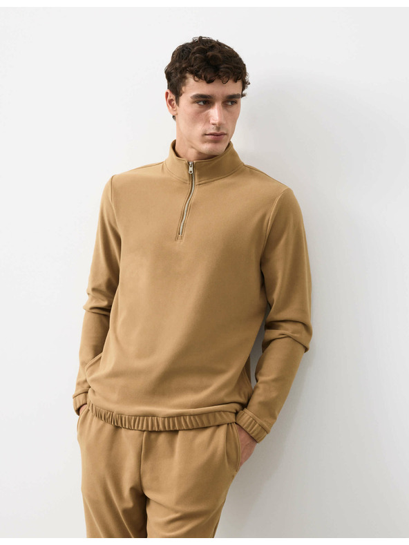 Marks & Spencer Luxusní fleecový top na doma s polovičními zipy Marks & Spencer hnědá