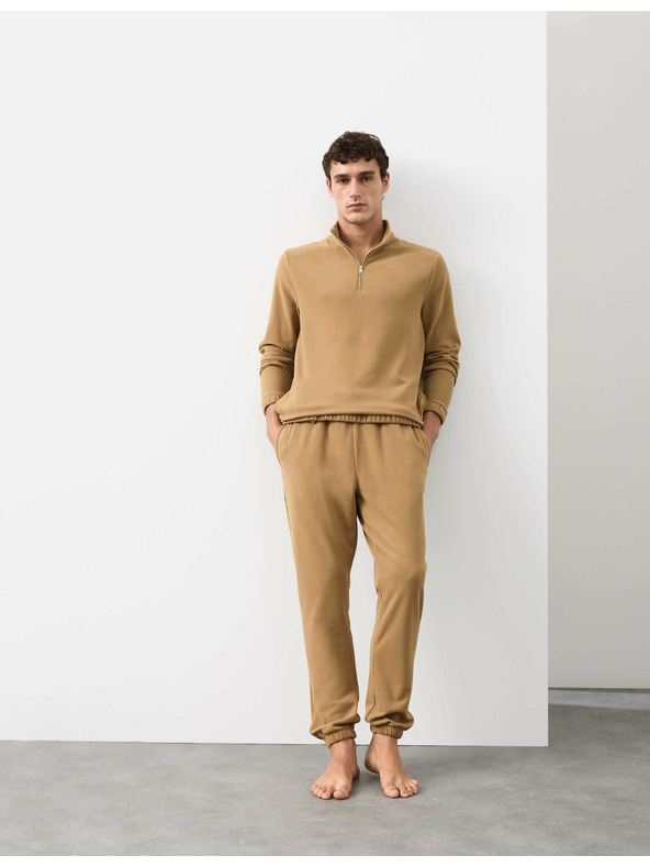 Marks & Spencer Luxusní fleecový top na doma s polovičními zipy Marks & Spencer hnědá