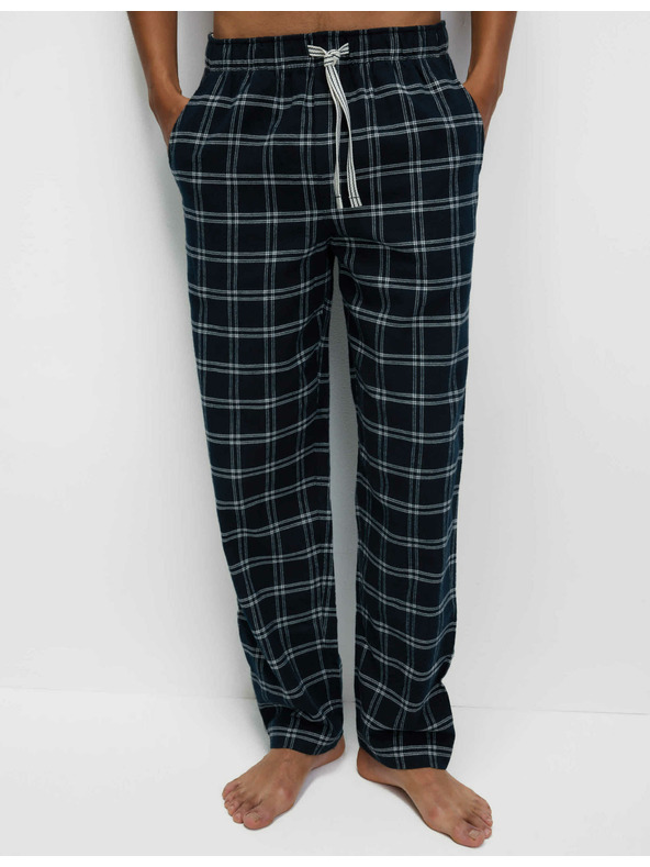 Marks & Spencer Kostkované pyžamové kalhoty ze 100% bavlny Marks & Spencer námořnická modrá