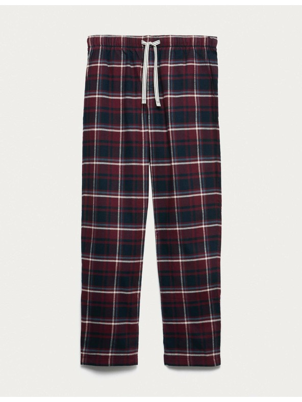 Marks & Spencer Kostkované domácí kalhoty z čisté bavlny Marks & Spencer červená