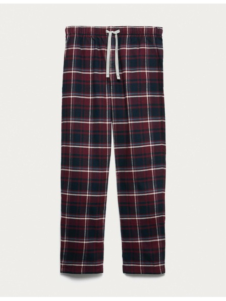 Marks & Spencer Kostkované domácí kalhoty z čisté bavlny Marks & Spencer červená