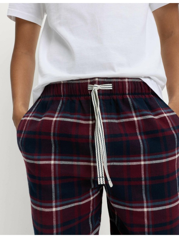 Marks & Spencer Kostkované domácí kalhoty z čisté bavlny Marks & Spencer červená