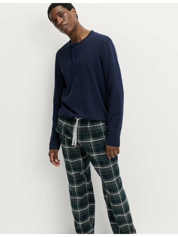 Marks & Spencer Kostkované domácí kalhoty z čisté bavlny Marks & Spencer zelená