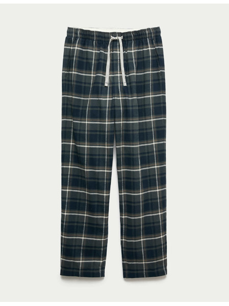 Marks & Spencer Kostkované domácí kalhoty z čisté bavlny Marks & Spencer zelená