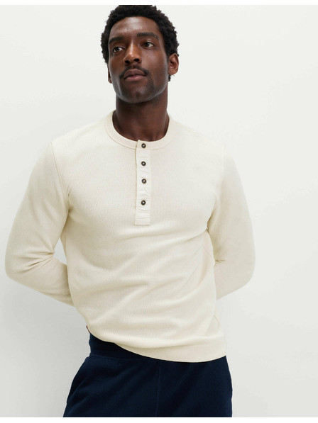 Marks & Spencer Bavlněný top Henley Loungewear Marks & Spencer smetanová