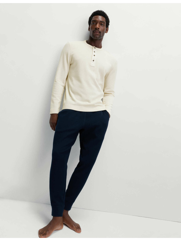 Marks & Spencer Bavlněný top Henley Loungewear Marks & Spencer smetanová