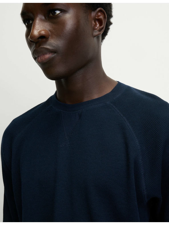 Marks & Spencer Domácí mikina z čisté bavlny s vaflovou texturou Marks & Spencer námořnická modrá