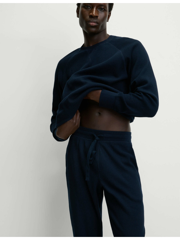 Marks & Spencer Domácí mikina z čisté bavlny s vaflovou texturou Marks & Spencer námořnická modrá