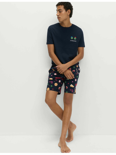 Marks & Spencer Vánoční domácí pyžamová souprava s motivem jídla z čisté bavlny Marks & Spencer námořnická modrá