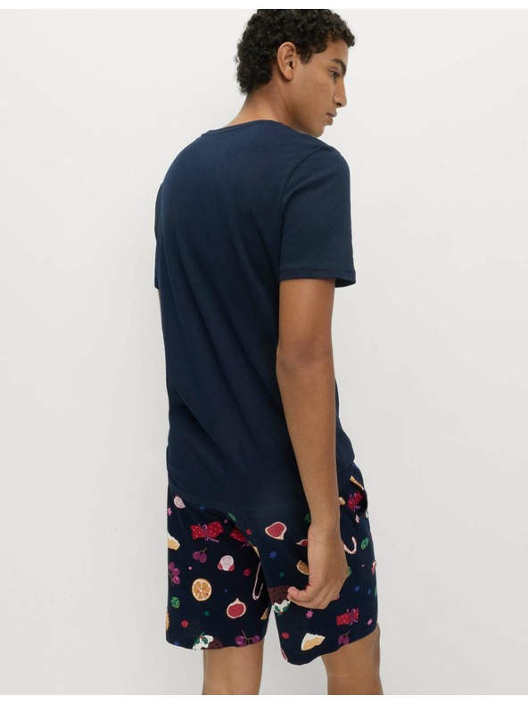 Marks & Spencer Vánoční domácí pyžamová souprava s motivem jídla z čisté bavlny Marks & Spencer námořnická modrá