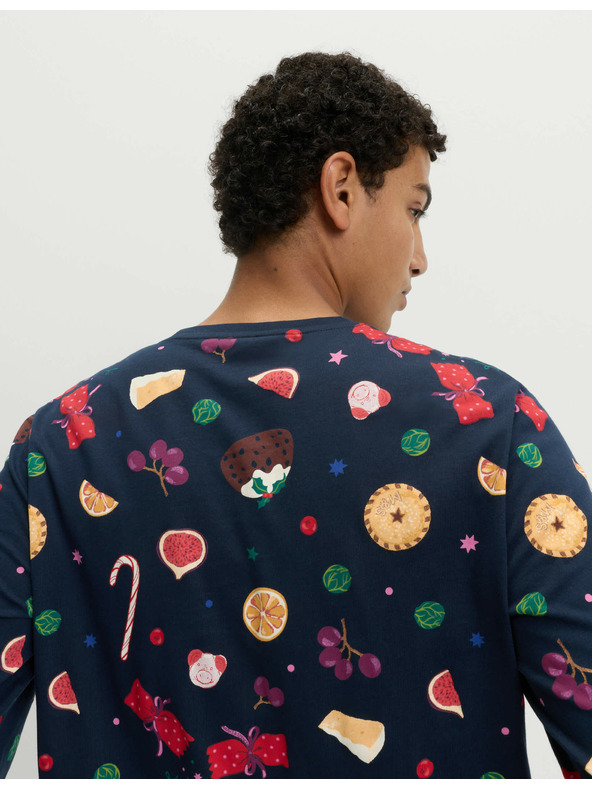 Marks & Spencer Vánoční domácí pyžamová souprava s motivem jídla z čisté bavlny Marks & Spencer námořnická modrá