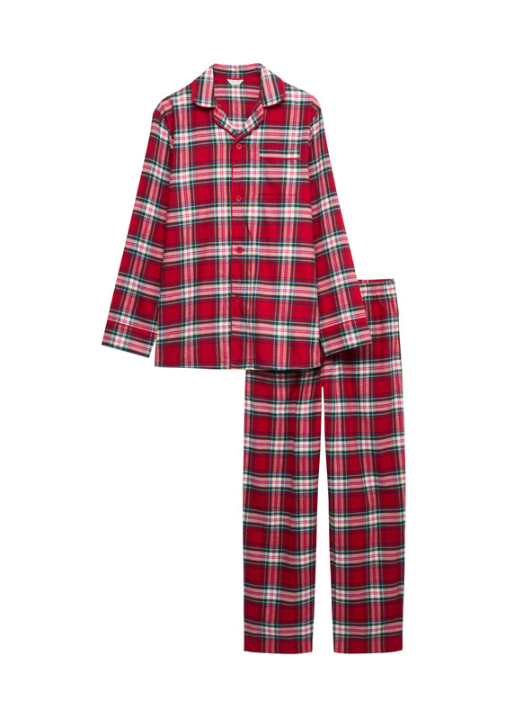 Marks & Spencer Vánoční kostkovaná domácí pyžamová souprava z čisté bavlny Marks & Spencer červená