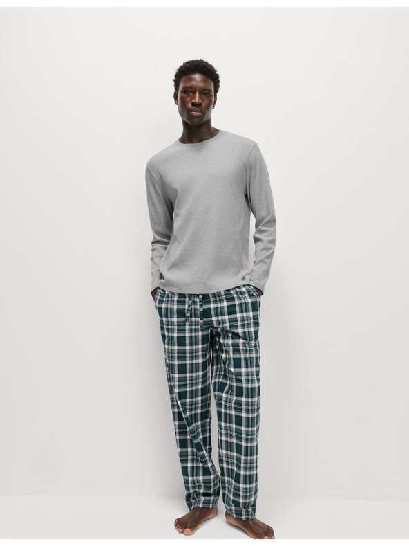 Marks & Spencer Kostkovaná pyžamová souprava z čisté bavlny Marks & Spencer šedá