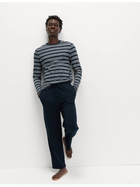 Marks & Spencer Pruhovaná pyžamová souprava z čisté bavlny Marks & Spencer námořnická modrá