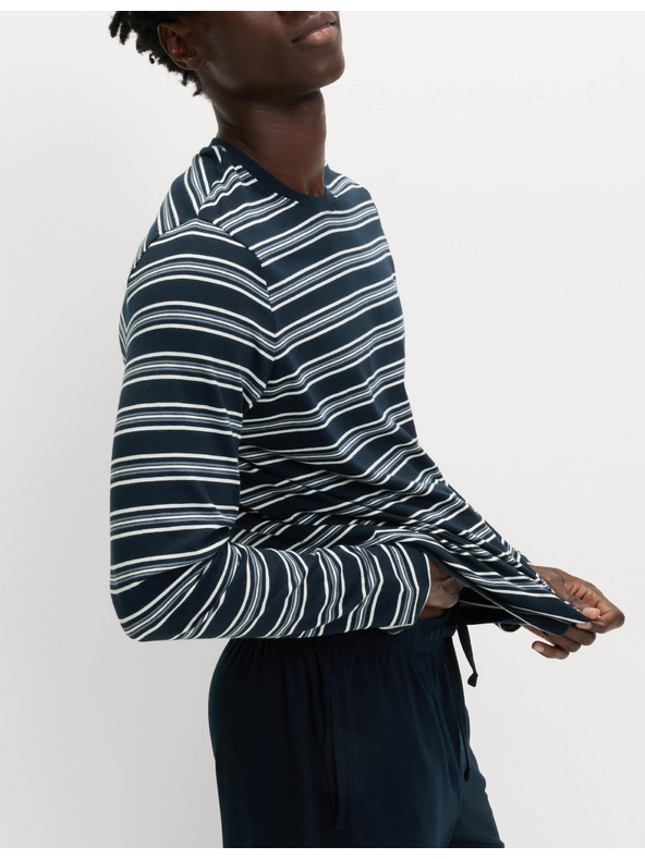 Marks & Spencer Pruhovaná pyžamová souprava z čisté bavlny Marks & Spencer námořnická modrá