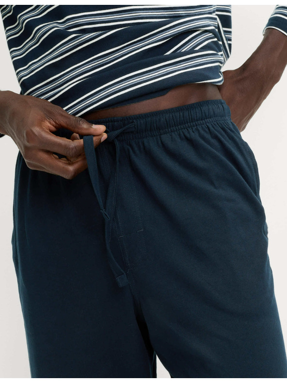 Marks & Spencer Pruhovaná pyžamová souprava z čisté bavlny Marks & Spencer námořnická modrá