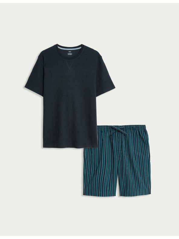 Marks & Spencer Pyžamová souprava z čisté bavlny s vaflovou texturou Marks & Spencer námořnická modrá