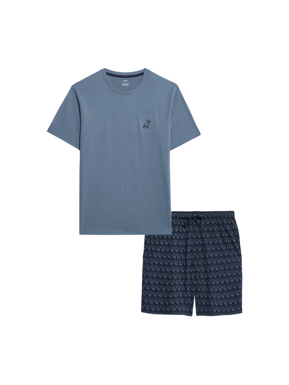 Marks & Spencer Pyžamová souprava z čisté bavlny s motivem jelena Marks & Spencer modrá