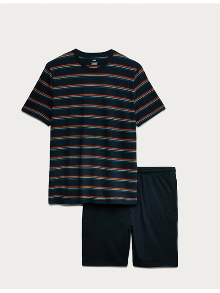 Marks & Spencer Pyžamová souprava s duhovými pruhy, z čisté bavlny Marks & Spencer námořnická modrá
