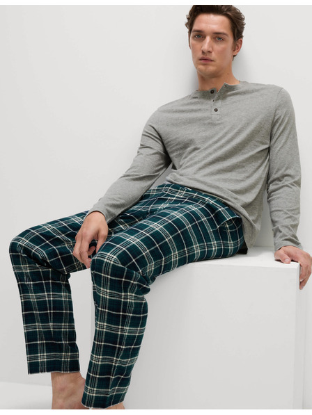 Marks & Spencer Kostkovaná pyžamová souprava z čisté bavlny s rozhalenkou Marks & Spencer šedá