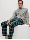 Marks & Spencer Kostkovaná pyžamová souprava z čisté bavlny s rozhalenkou Marks & Spencer šedá