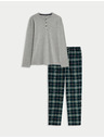 Marks & Spencer Kostkovaná pyžamová souprava z čisté bavlny s rozhalenkou Marks & Spencer šedá
