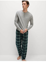 Marks & Spencer Kostkovaná pyžamová souprava z čisté bavlny s rozhalenkou Marks & Spencer šedá