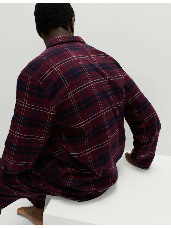 Marks & Spencer Károvaná pyžamová souprava z česané bavlny Marks & Spencer červená