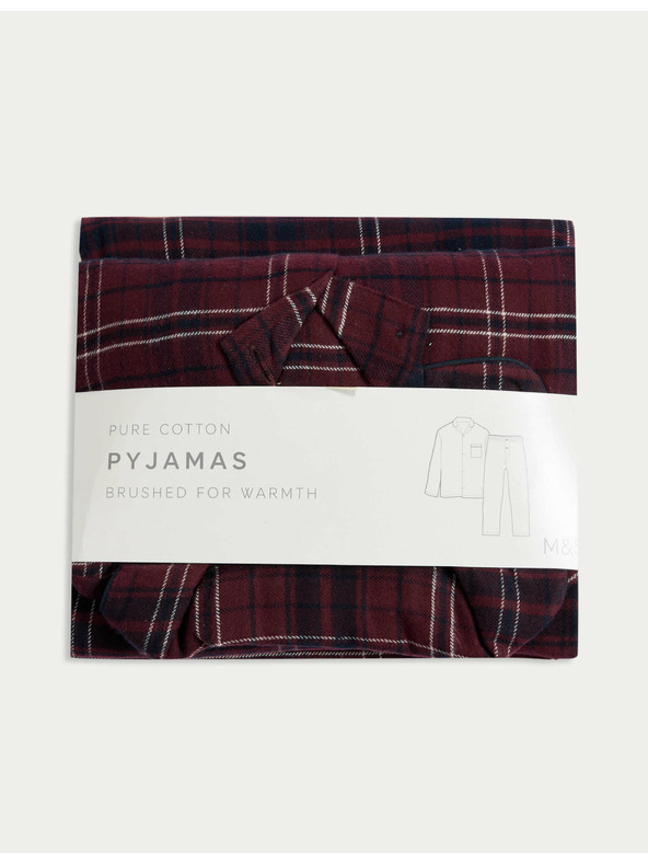 Marks & Spencer Károvaná pyžamová souprava z česané bavlny Marks & Spencer červená