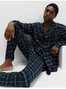 Marks & Spencer Károvaná pyžamová souprava z česané bavlny Marks & Spencer námořnická modrá