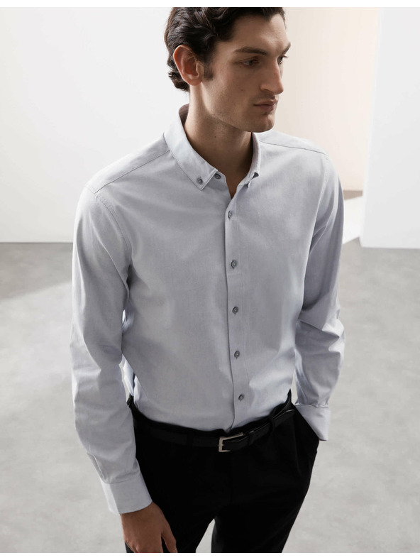 Marks & Spencer Strečová bavlněná košile klasického střihu s technologií 360 Flex™ Marks & Spencer šedá