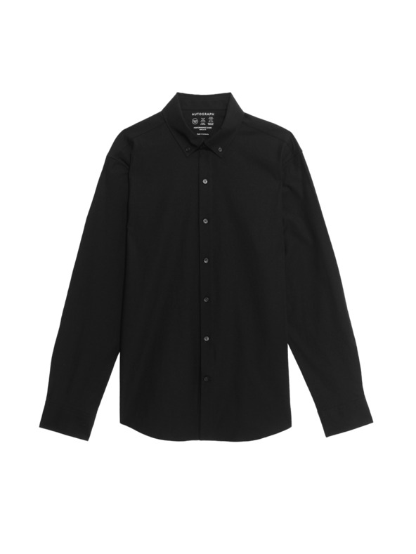 Marks & Spencer Strečová bavlněná košile klasického střihu s technologií 360 Flex™ Marks & Spencer černá