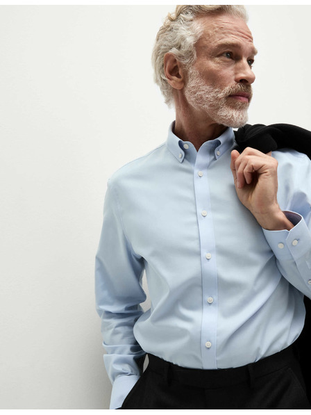 Marks & Spencer Košile z čisté bavlny klasického střihu s nežehlivou úpravou Marks & Spencer modrá