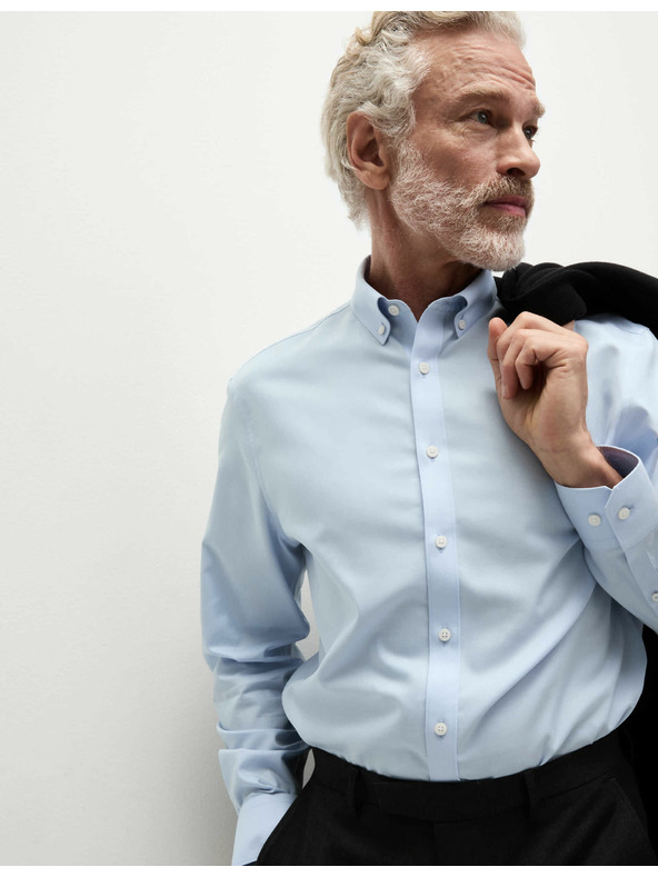 Marks & Spencer Košile z čisté bavlny klasického střihu s nežehlivou úpravou Marks & Spencer modrá