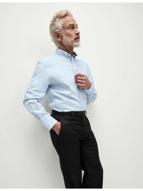 Marks & Spencer Košile z čisté bavlny klasického střihu s nežehlivou úpravou Marks & Spencer modrá