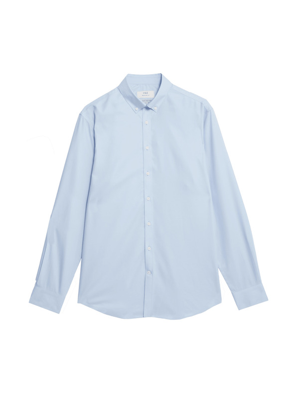 Marks & Spencer Košile z čisté bavlny klasického střihu s nežehlivou úpravou Marks & Spencer modrá