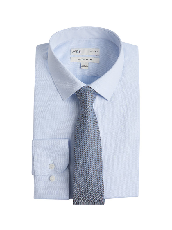 Marks & Spencer Košile úzkého střihu a kravata, snadné žehlení Marks & Spencer modrá