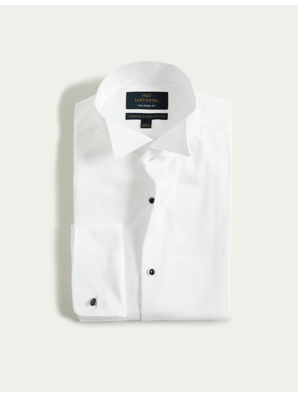 Marks & Spencer Košilové šaty mírně zúženého střihu z luxusní bavlny s dvojitou manžetou Marks & Spencer bílá