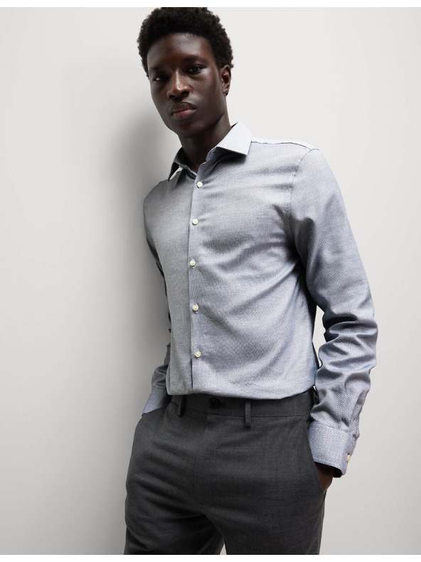 Marks & Spencer Luxusní košile úzkého střihu z čisté bavlny s texturou Marks & Spencer modrá