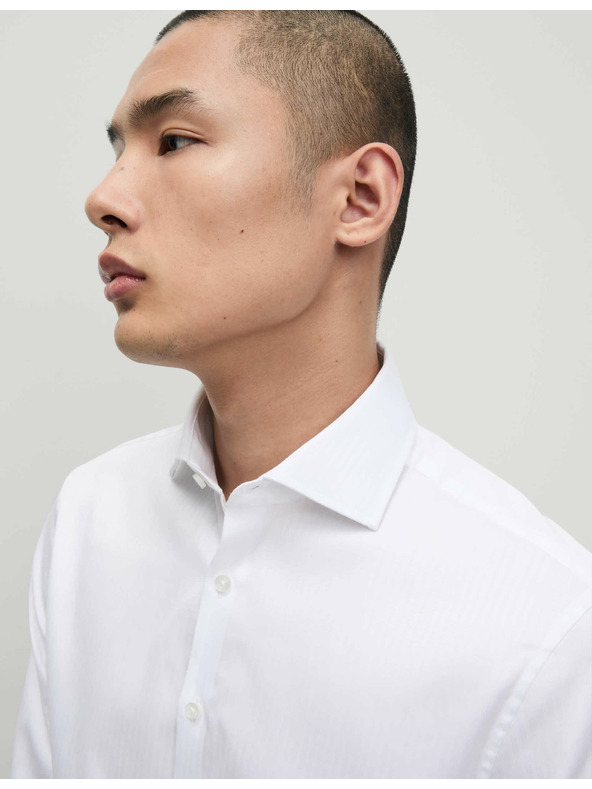 Marks & Spencer Pruhovaná košile úzkého střihu z luxusní bavlny Marks & Spencer bílá