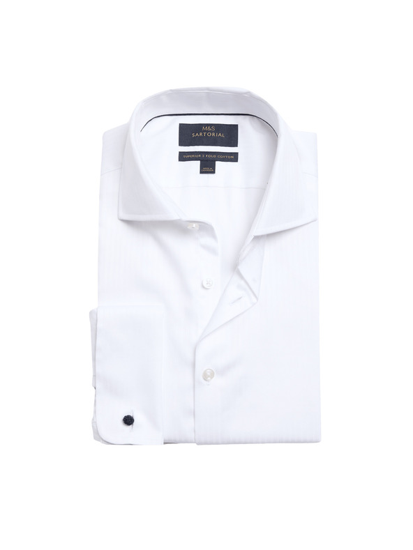 Marks & Spencer Pruhovaná košile úzkého střihu z luxusní bavlny Marks & Spencer bílá