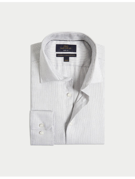Marks & Spencer Luxusní košile úzkého střihu z čisté bavlny s texturou Marks & Spencer šedá