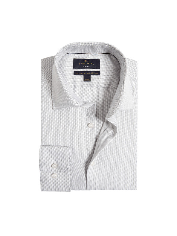 Marks & Spencer Luxusní košile úzkého střihu z čisté bavlny s texturou Marks & Spencer šedá