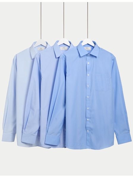 Marks & Spencer Košile normálního střihu s dlouhým rukávem, 3 ks Marks & Spencer modrá