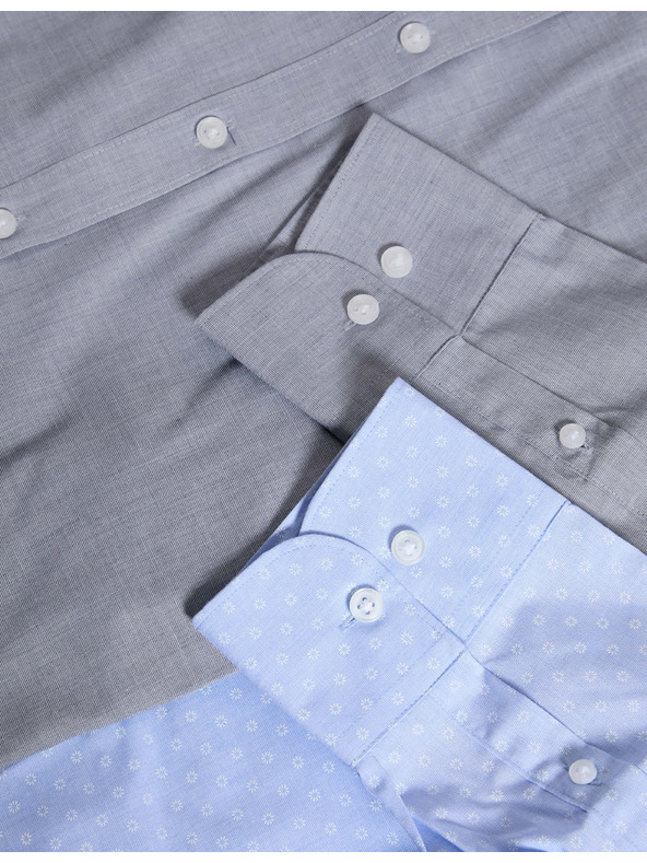 Marks & Spencer Košile úzkého střihu ze směsi bavlny, snadné žehlení, 2 ks v balení Marks & Spencer modrá